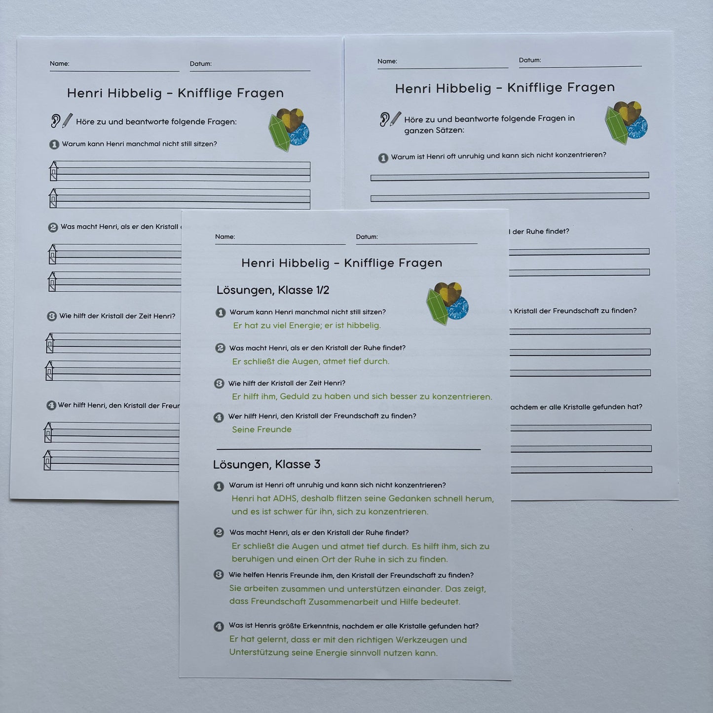 Knifflige Fragen - Unterrichtsmaterial zu "Henri Hibbelig"