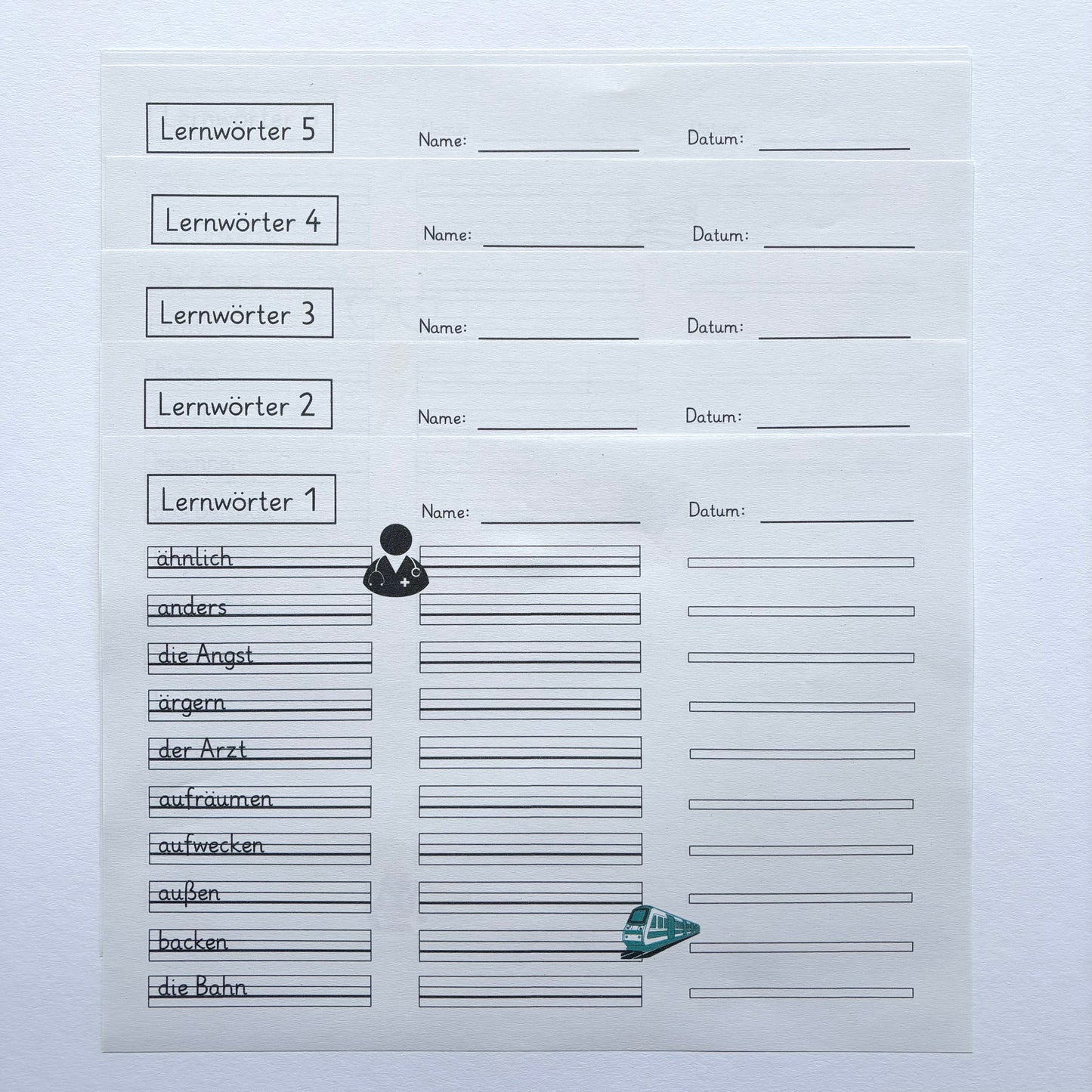 Lernwörter - Dokument für die 3. Klasse