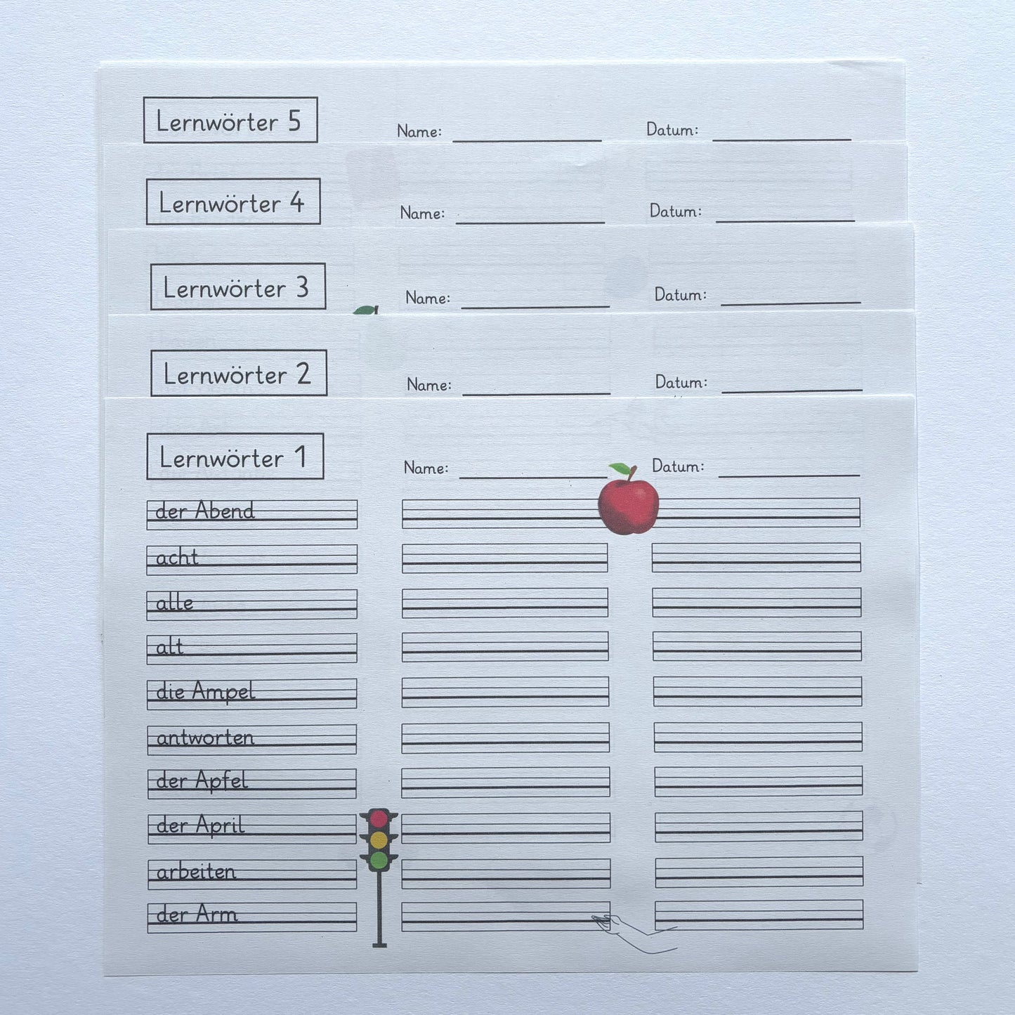 Lernwörter - Dokument für die 2. Klasse