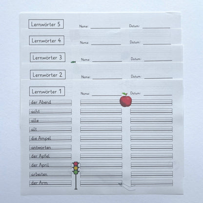 Lernwörter - Dokument für die 2. Klasse